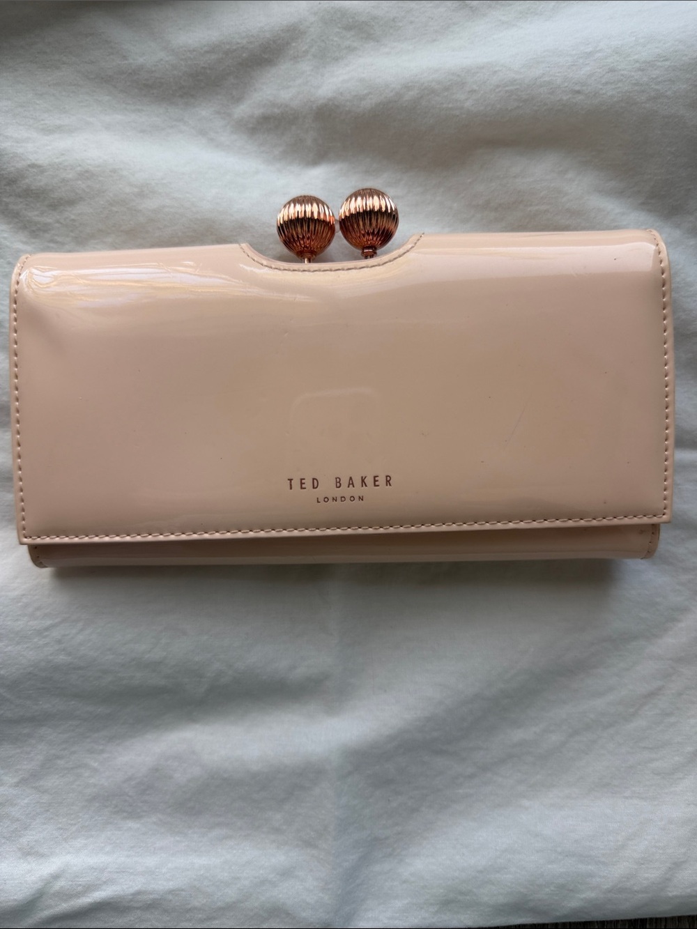 Ted Baker Blush Patent Wallet with Rose-Gold Kiss Lock